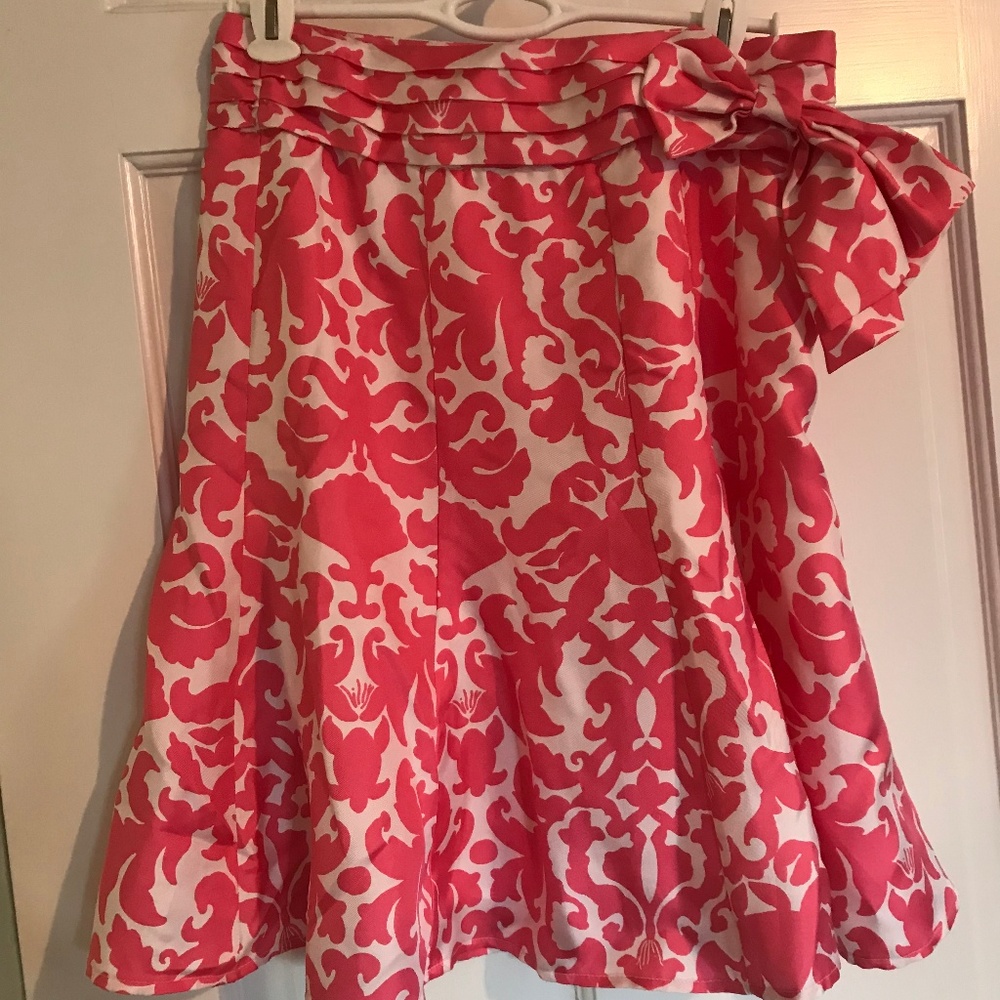 Lilly Pulitzer 100% Silk Pink Floral Skirt